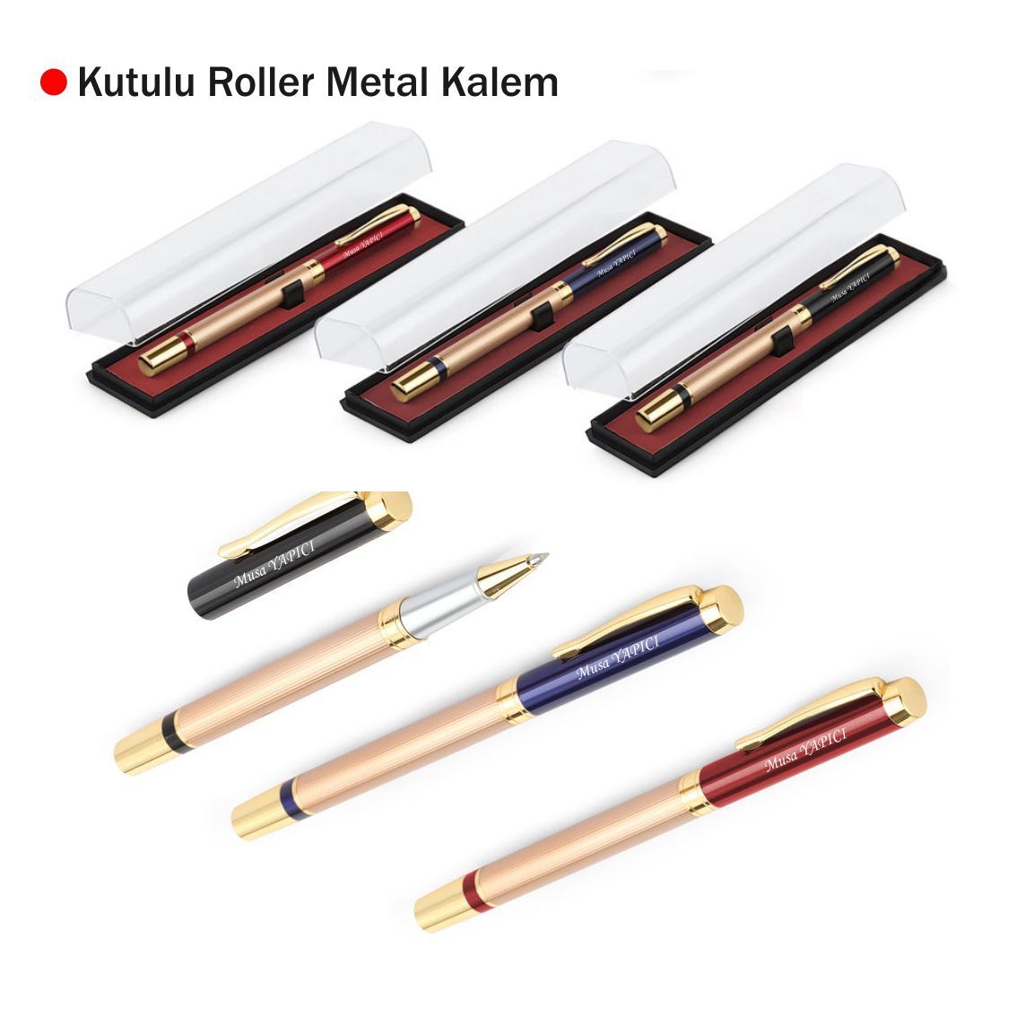Kutulu Tekli Metal Roller Kalem Seti